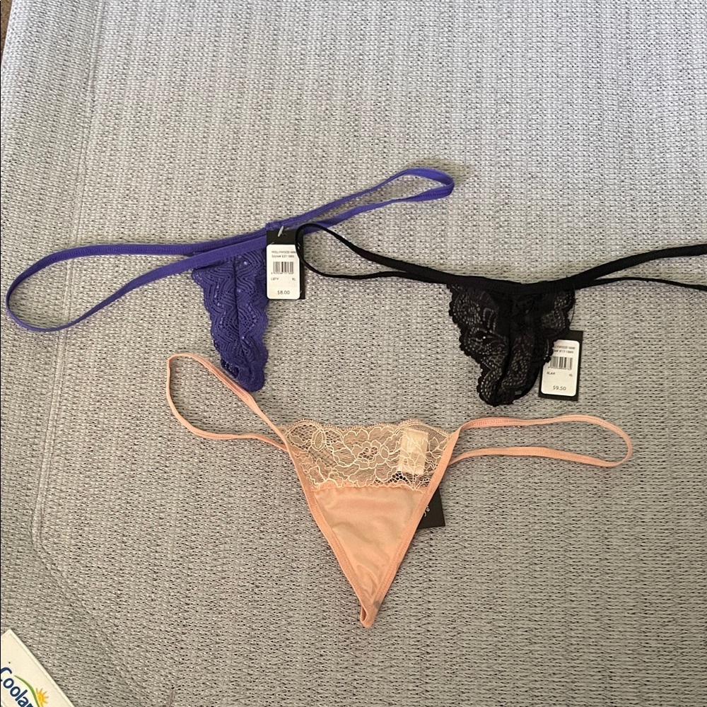 Frederick's of Hollywood Purple, Black, and Peach Lace Panties